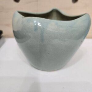Small Vintage Blue Pottery Planter Plant Pot Drip Glaze
